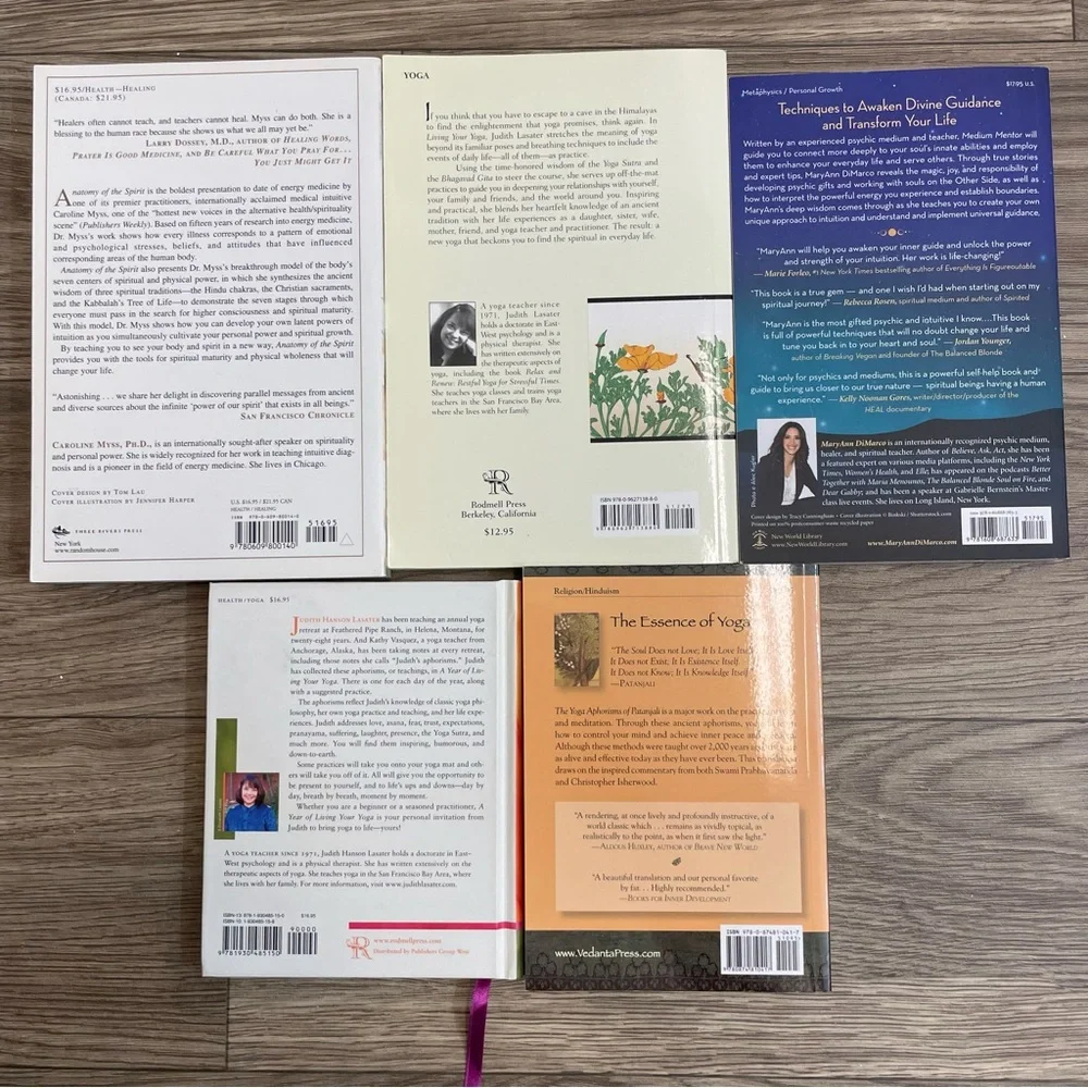 Spiritual Book Bundle Lot of 5 Yoga, Medium Mentor, Anatomy of Spirit Paperbacks