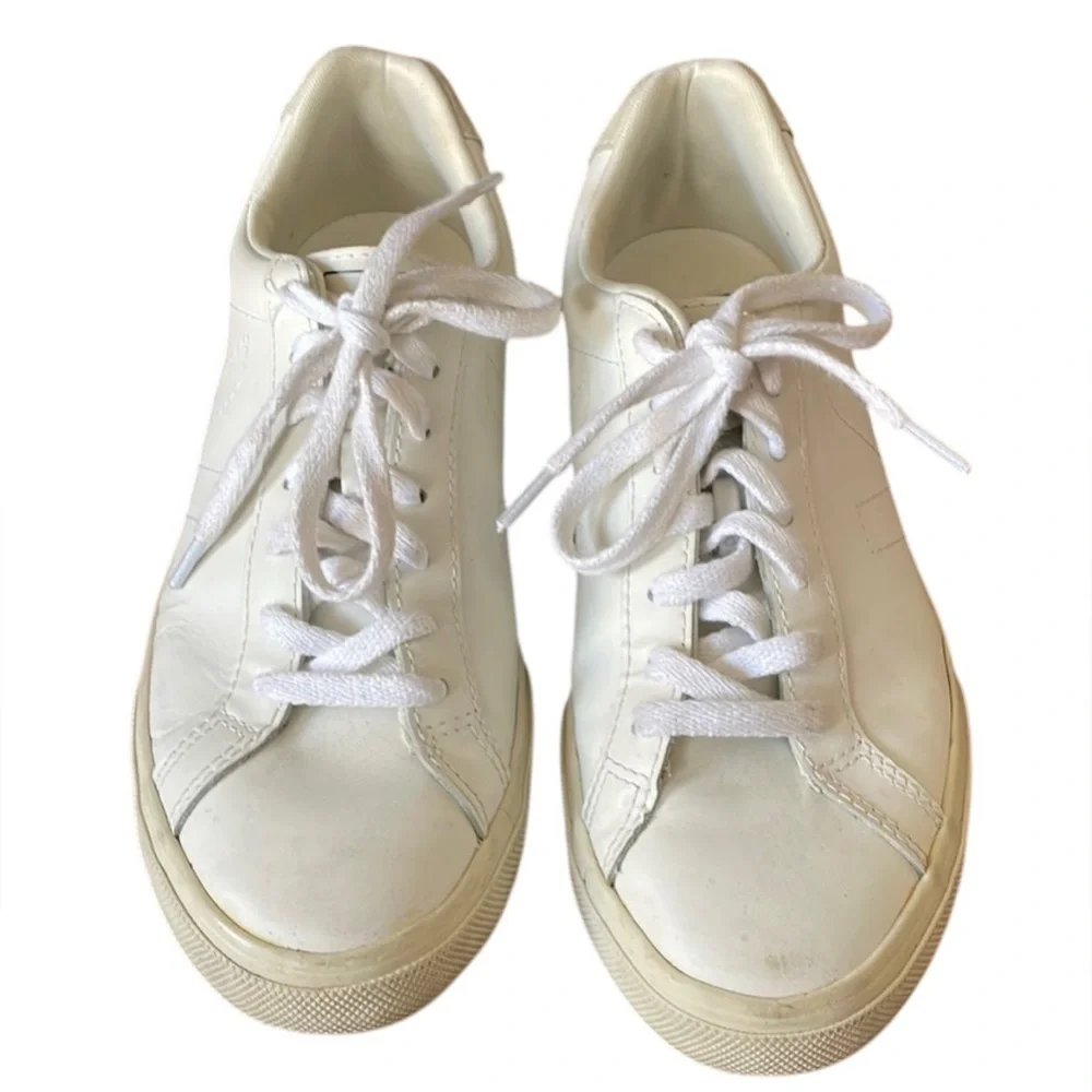 VEJA Esplar Leather V Logo Sneaker Tennis Shoes All White