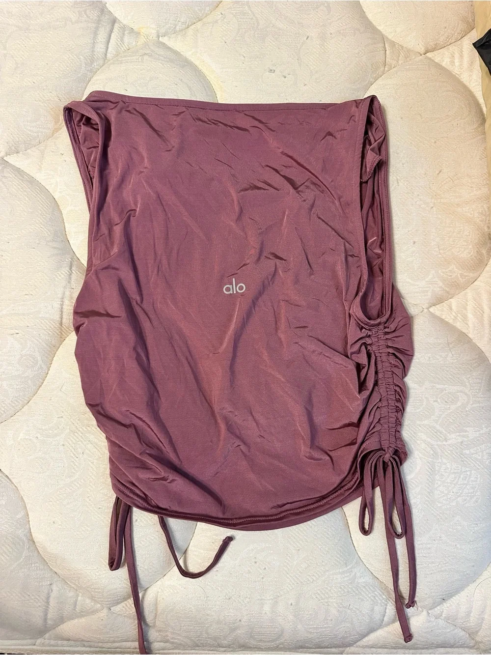ALO Yoga Purple Ruched Drawstring Top