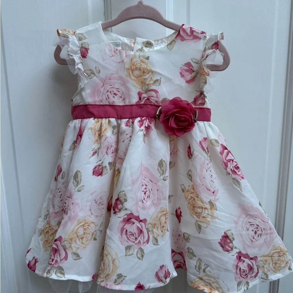 NWOT Max & Molly 9M Girls Multicolor Floral Flutter Sleeve Holiday Dress
