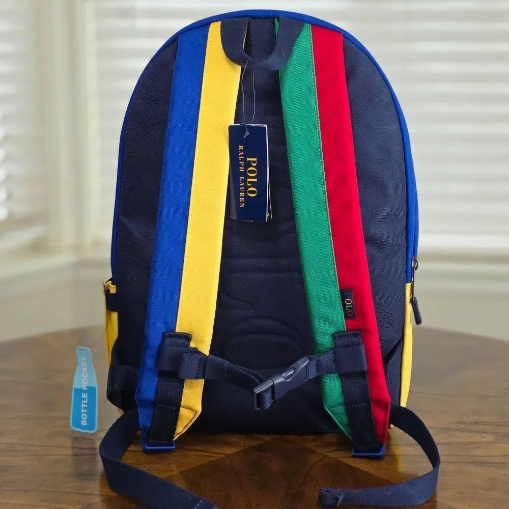 Polo Ralph Lauren Colorblock Multi-Color Backpack Bag 9AR151-E69 New Pony Logo