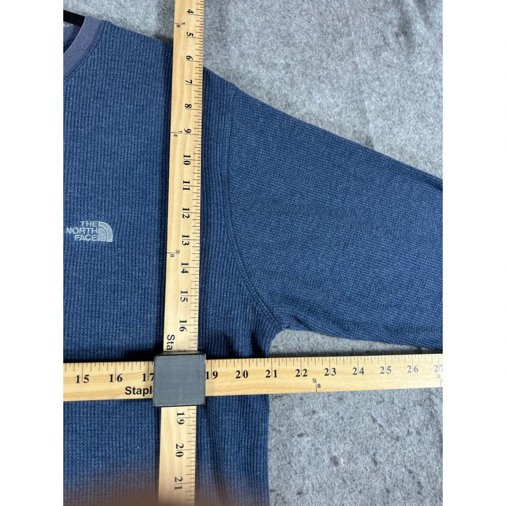 The North Face Henley shirt Mens Blue Large Waffle Knit Thermal Long Sleeve