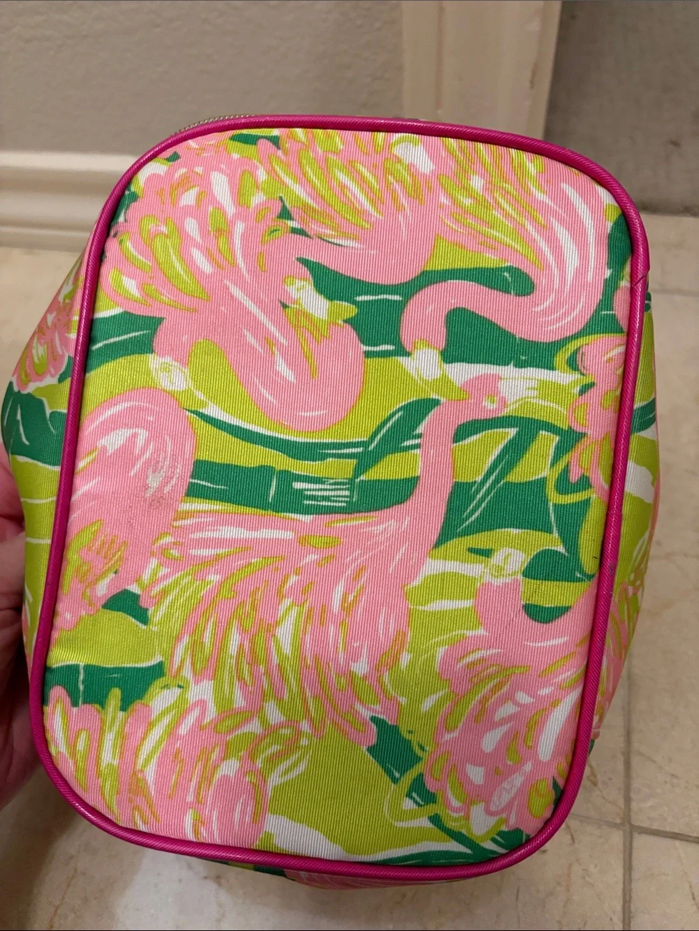 Lilly Pulitzer Pink & Green Floral Double-Zip Cosmetic Case