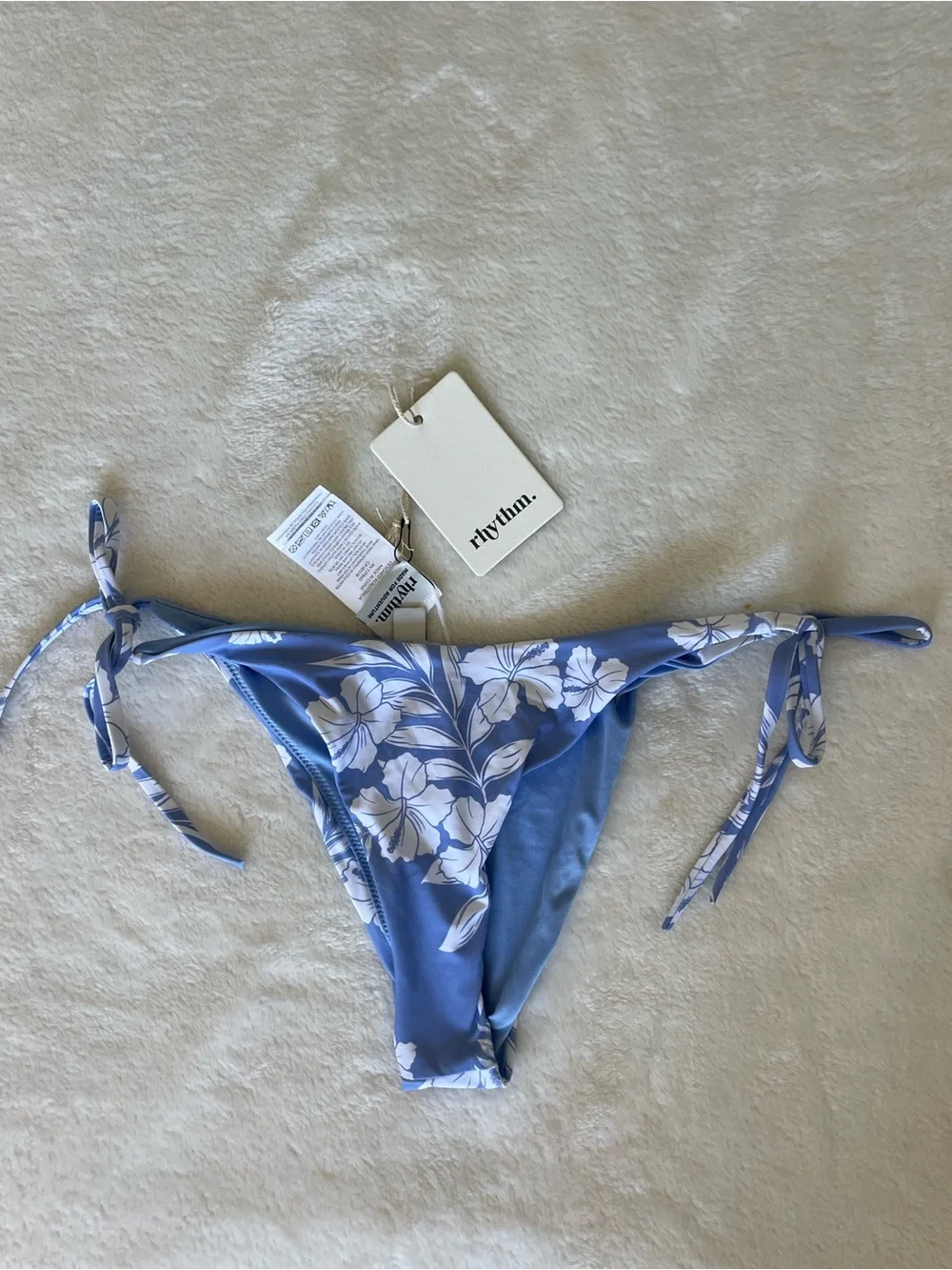 Rhythm Light Blue & White Floral Tie-Side Bikini Bottom