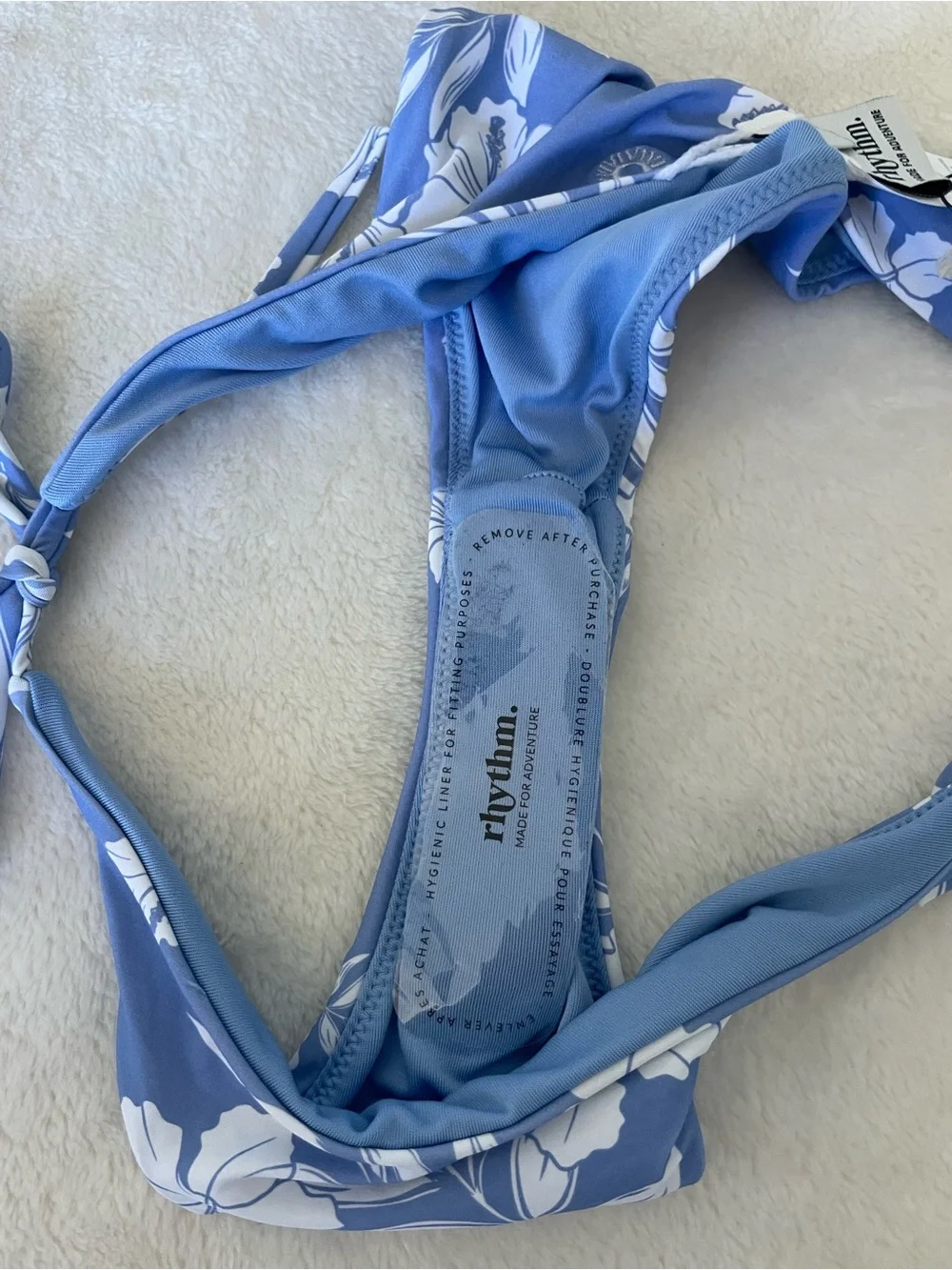 Rhythm Light Blue & White Floral Tie-Side Bikini Bottom
