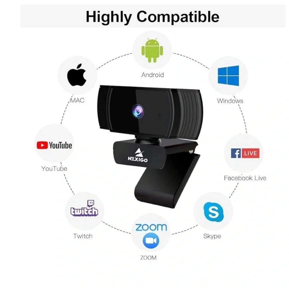 NEW NexiGo N930AF 1080P AutoFocus Webcam | FHD USB Camera w/ Mic | Plug & Play