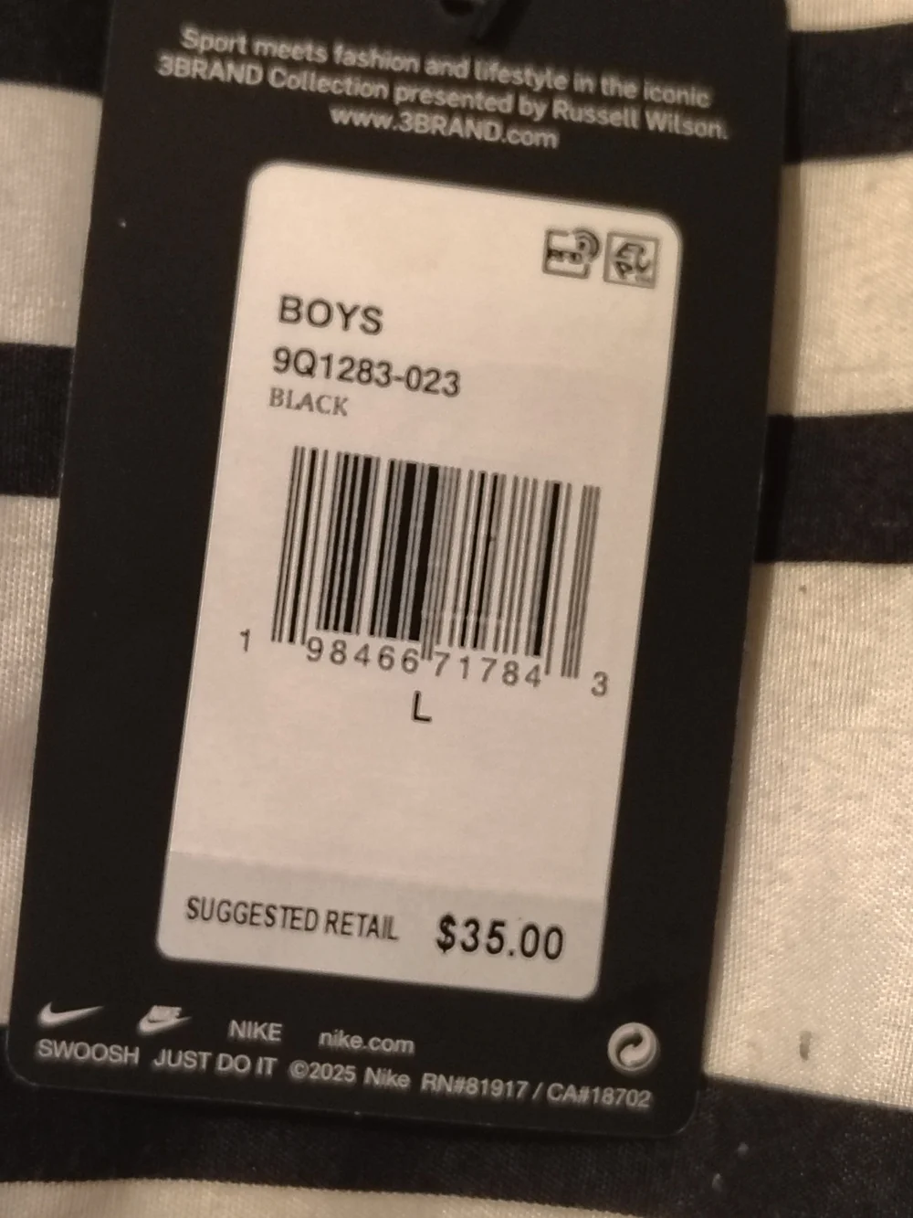 NWT Nike Black & Gray Camo Dri-FIT Athletic Shirt Boys Size Large