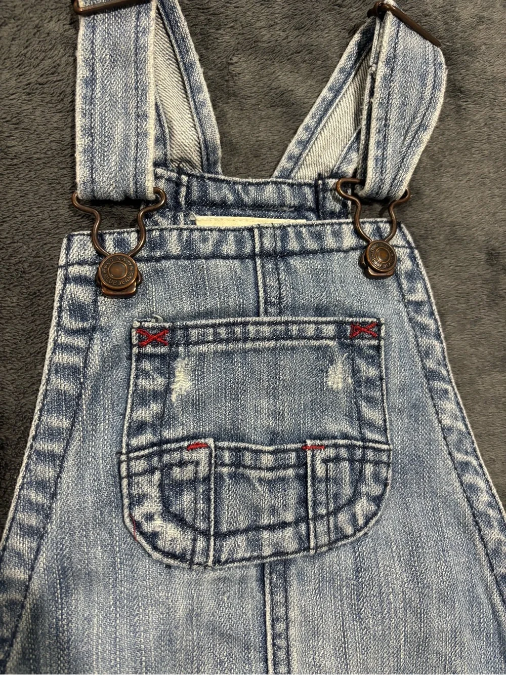 Vintage Old Navy Girls Denim Overall Dress Size XS Light Wash Adjustable Y2K