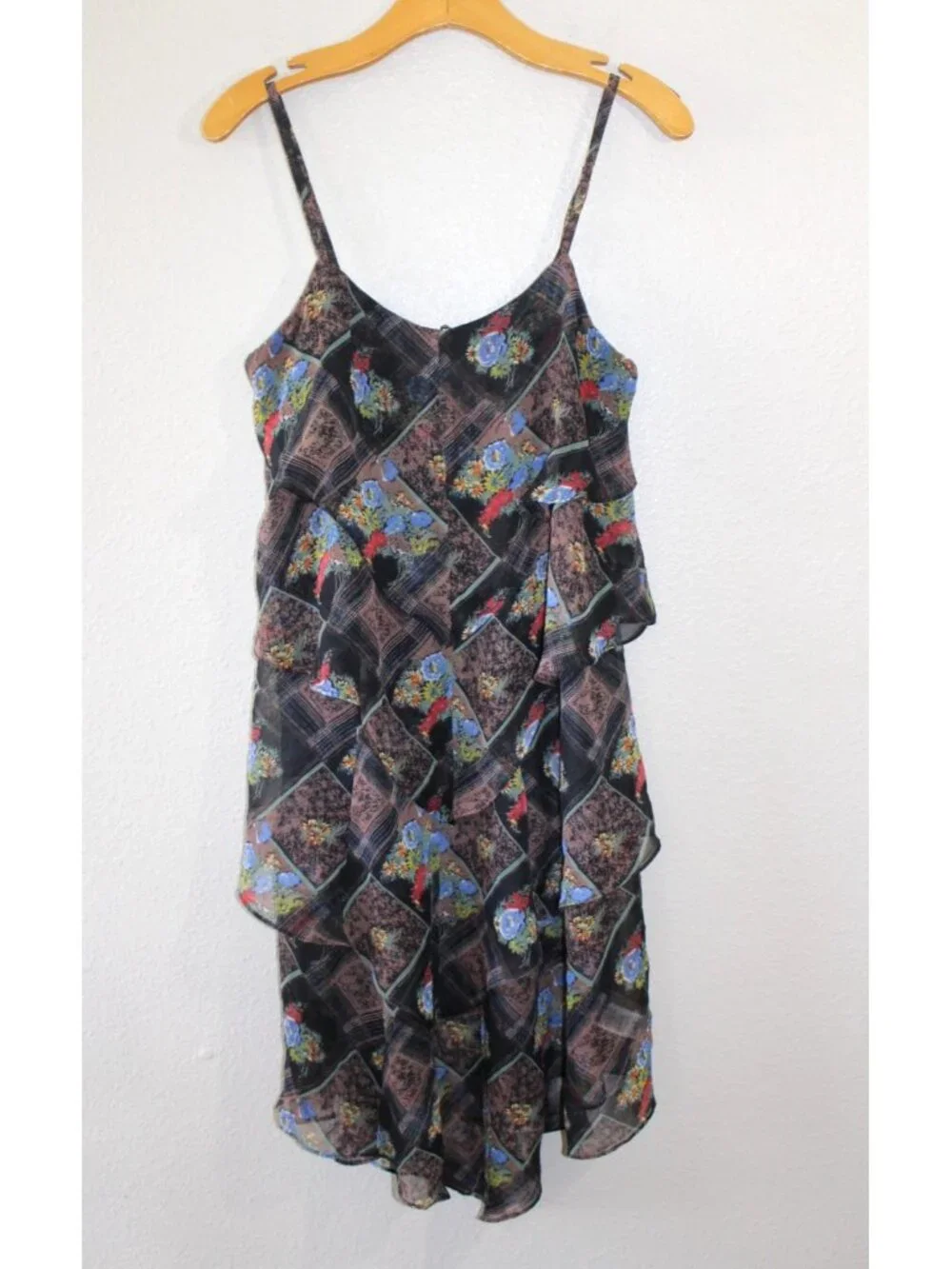Free People Womens Black Floral Tiered Sleeveless Dress 8
