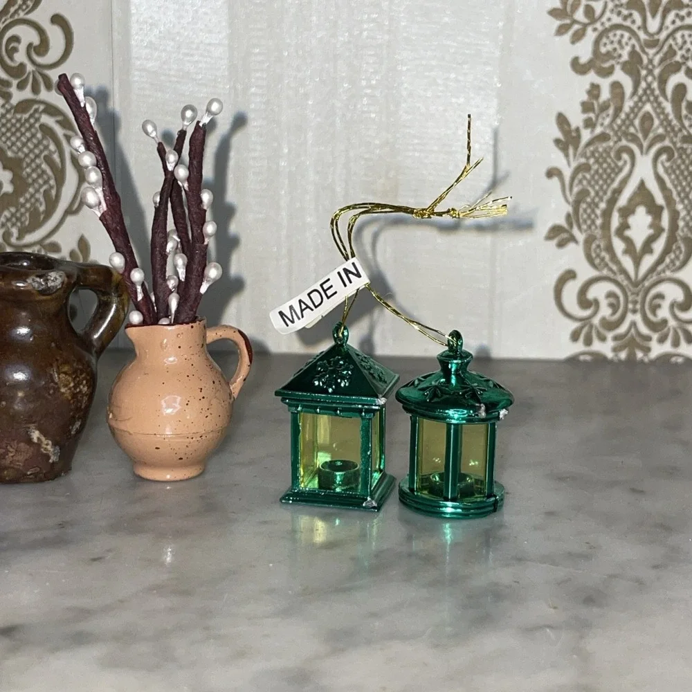 Doll House Accessories | Ceramic Vases Lanterns Faux Plants