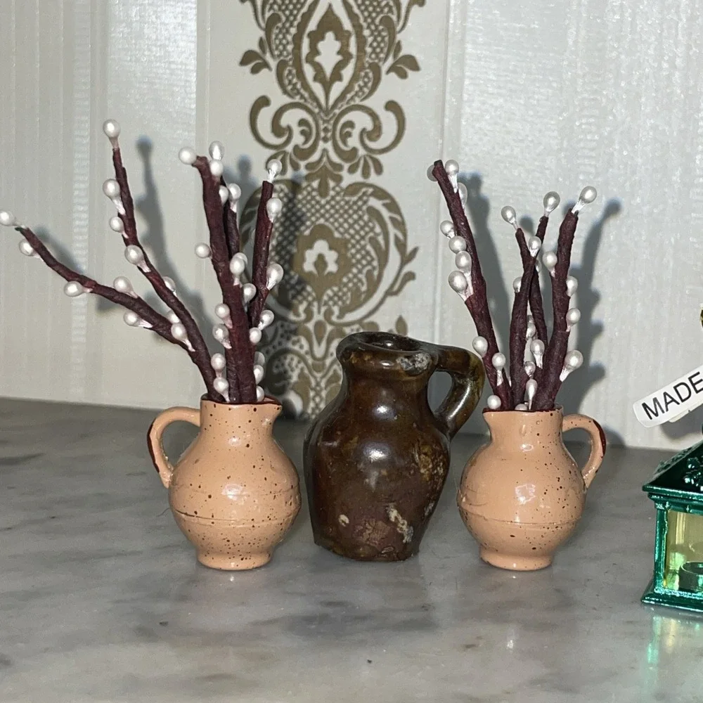 Doll House Accessories | Ceramic Vases Lanterns Faux Plants