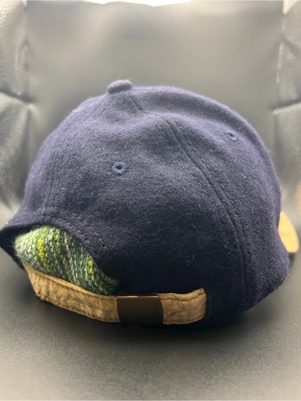 Alaska Embroidered Wolf Cap Hat in Navy and Tan