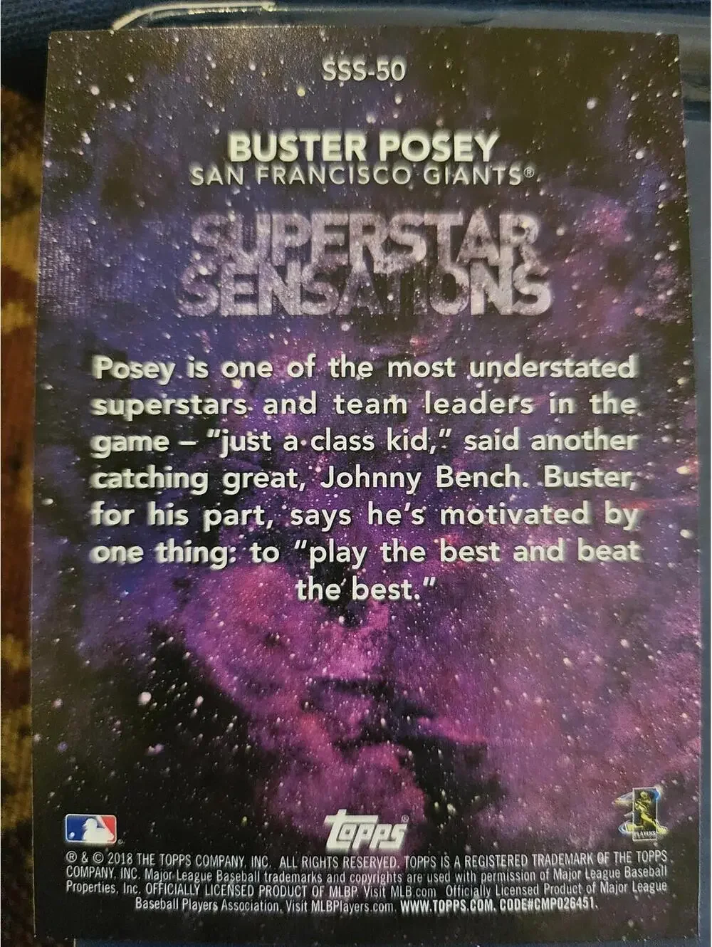 Buster Posey - 2018 Topps Superstar Sensations Insert #SSS-50 - RAW Mint