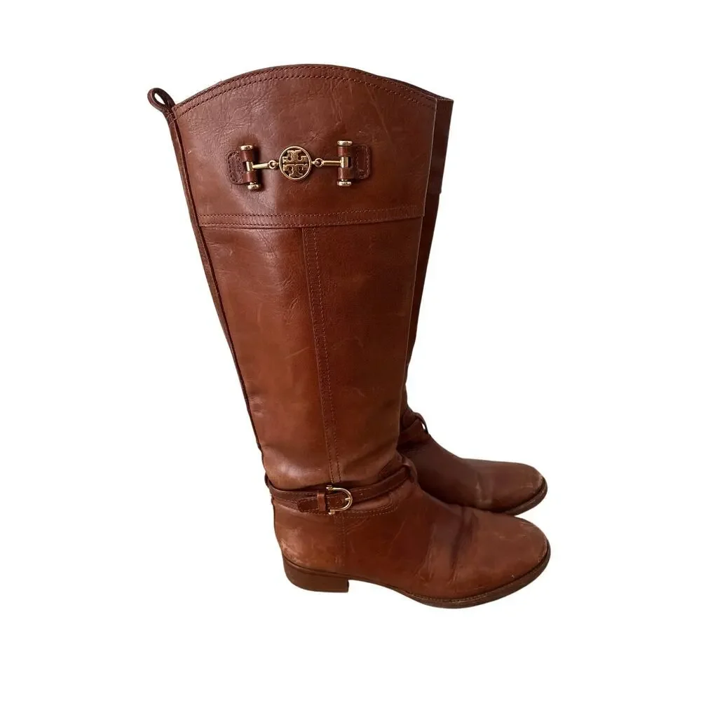 Tory Burch Bristol Brown Riding Boots 8M Equestrian + Festival Style