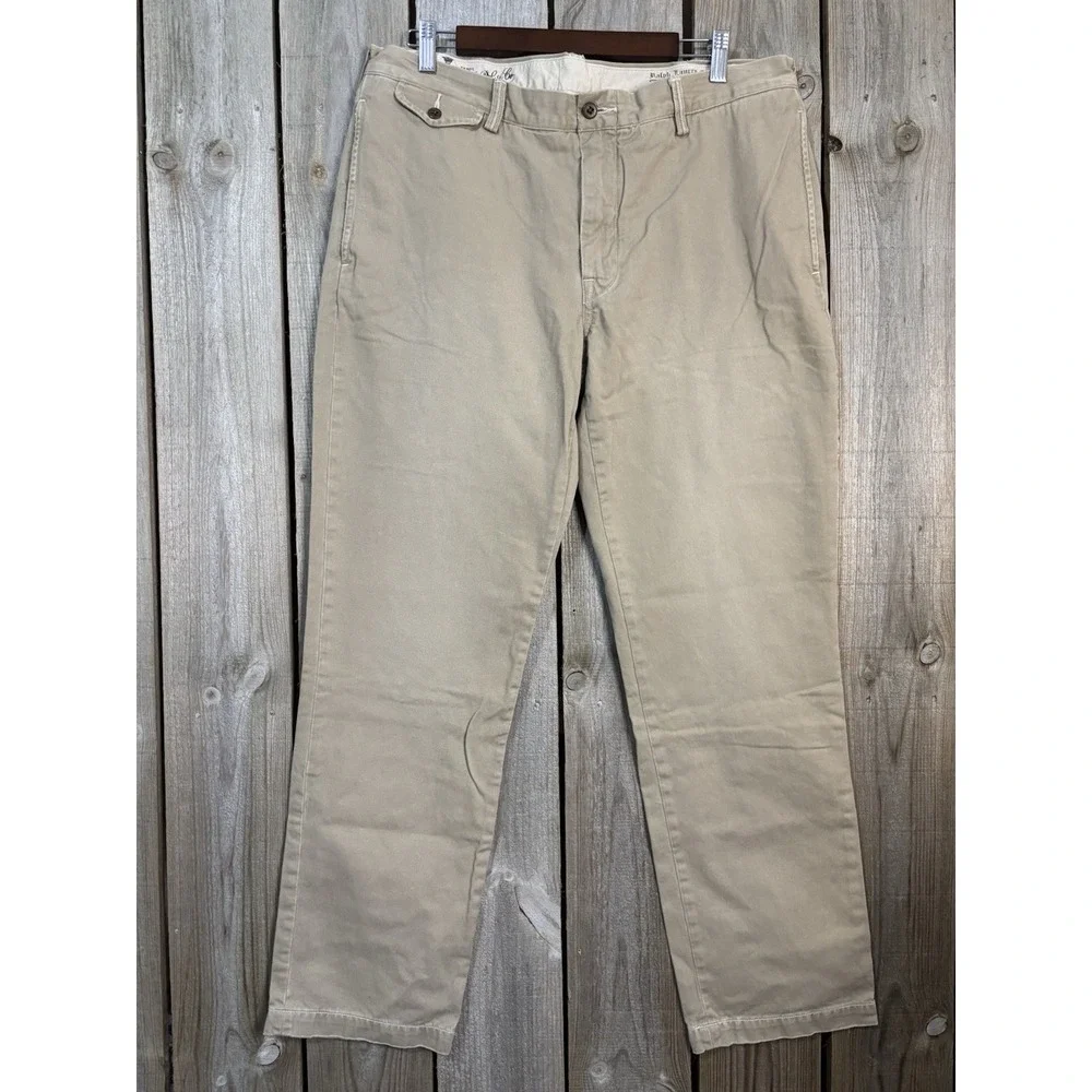 Polo By Ralph‎ Lauren Slim Straight Chino Pants Size 36x32 Tan