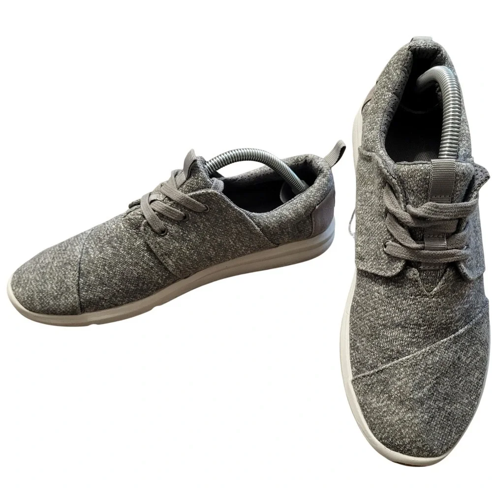 TOMS Del Rey Gray Knit Low Top‎ Lace Up Sneakers Womens size 8 Casual Textile