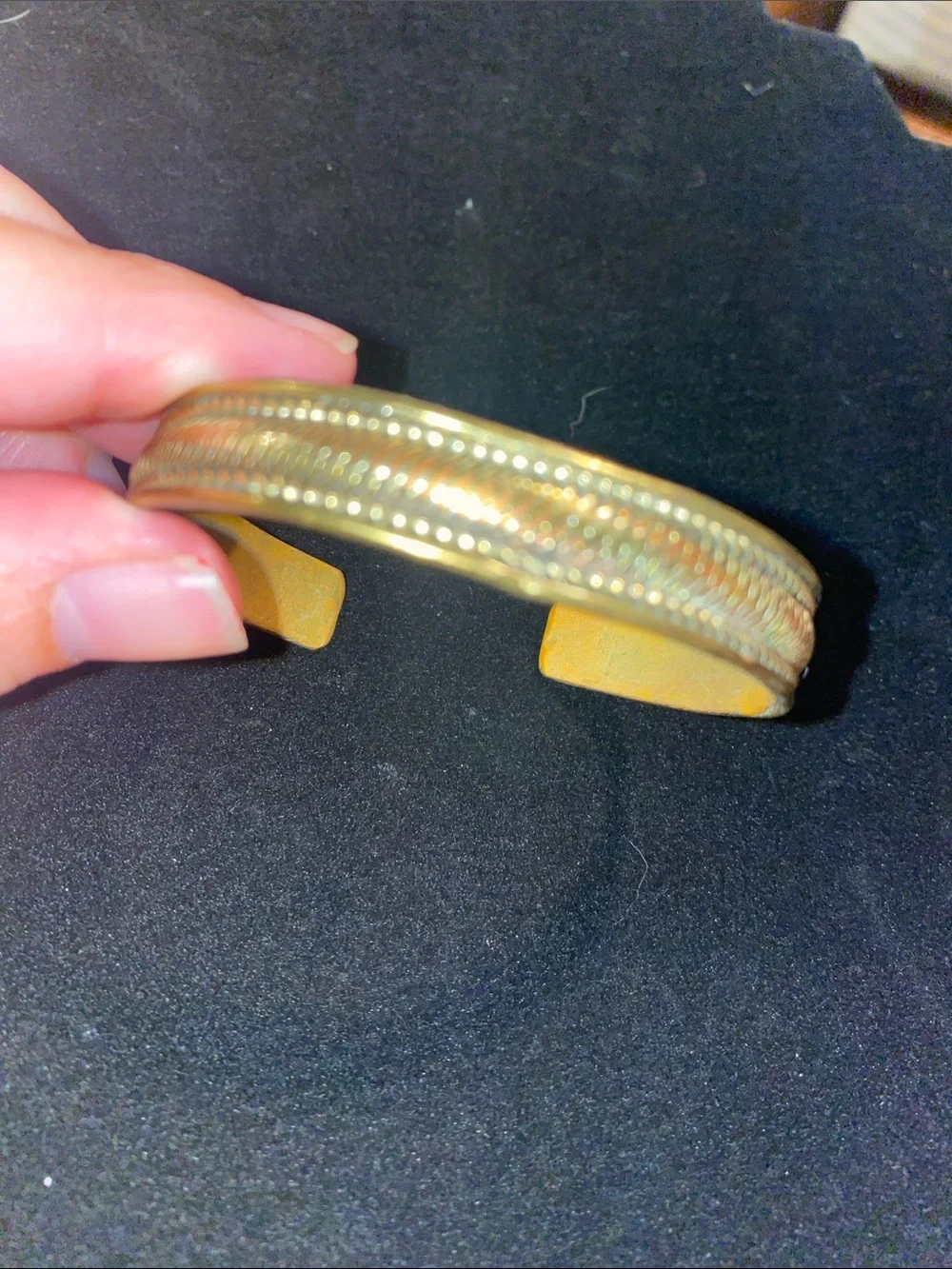 Brass Copper Hand Crafted Textured Signed Adjustable Cuff Bracelet