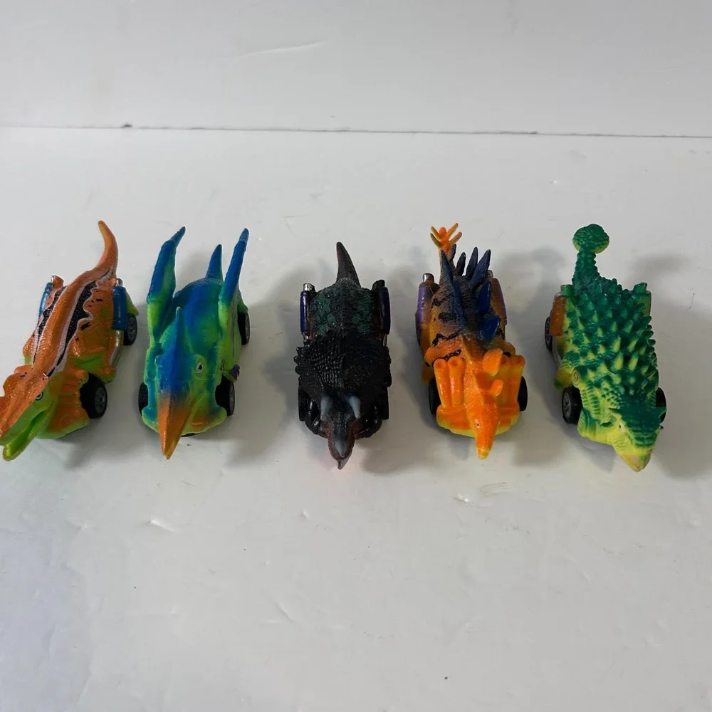 Dinosaur Pull Back Toy Cars Set of 5 Prehistoric Monster Truck Racing Vehicles