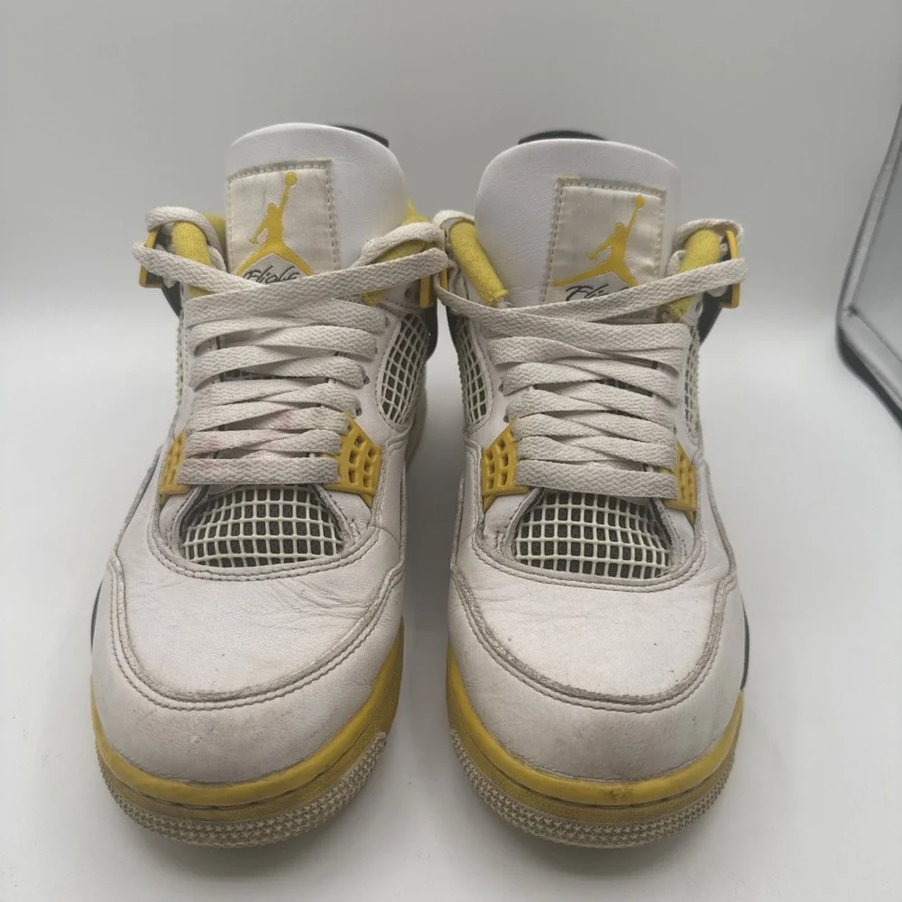 Nike Air Jordan 4 Retro Vivid Sulfur AQ9129-101 Sz 8 Yellow/Black Thunder Cement