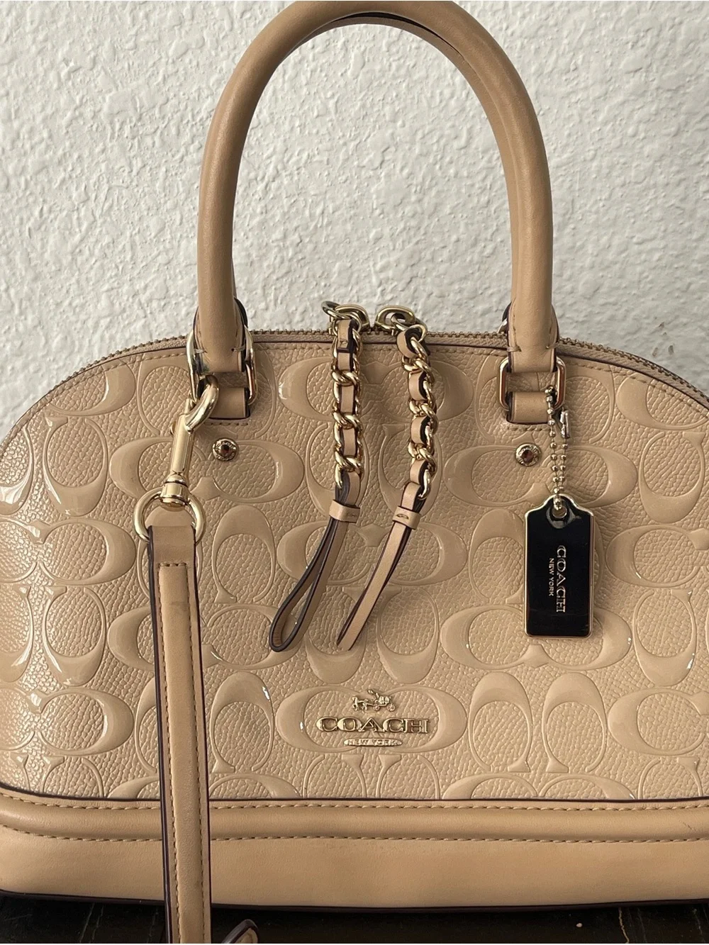 Coach Dome Satchel in Nude Beige Patent Leather