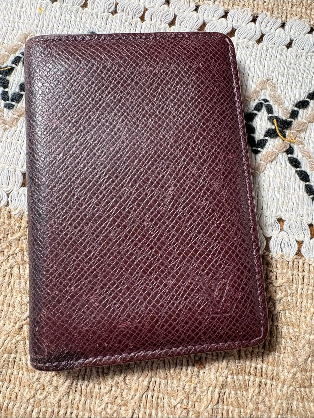 Louis Vuitton Deep Burgundy Saffiano Leather Card Case