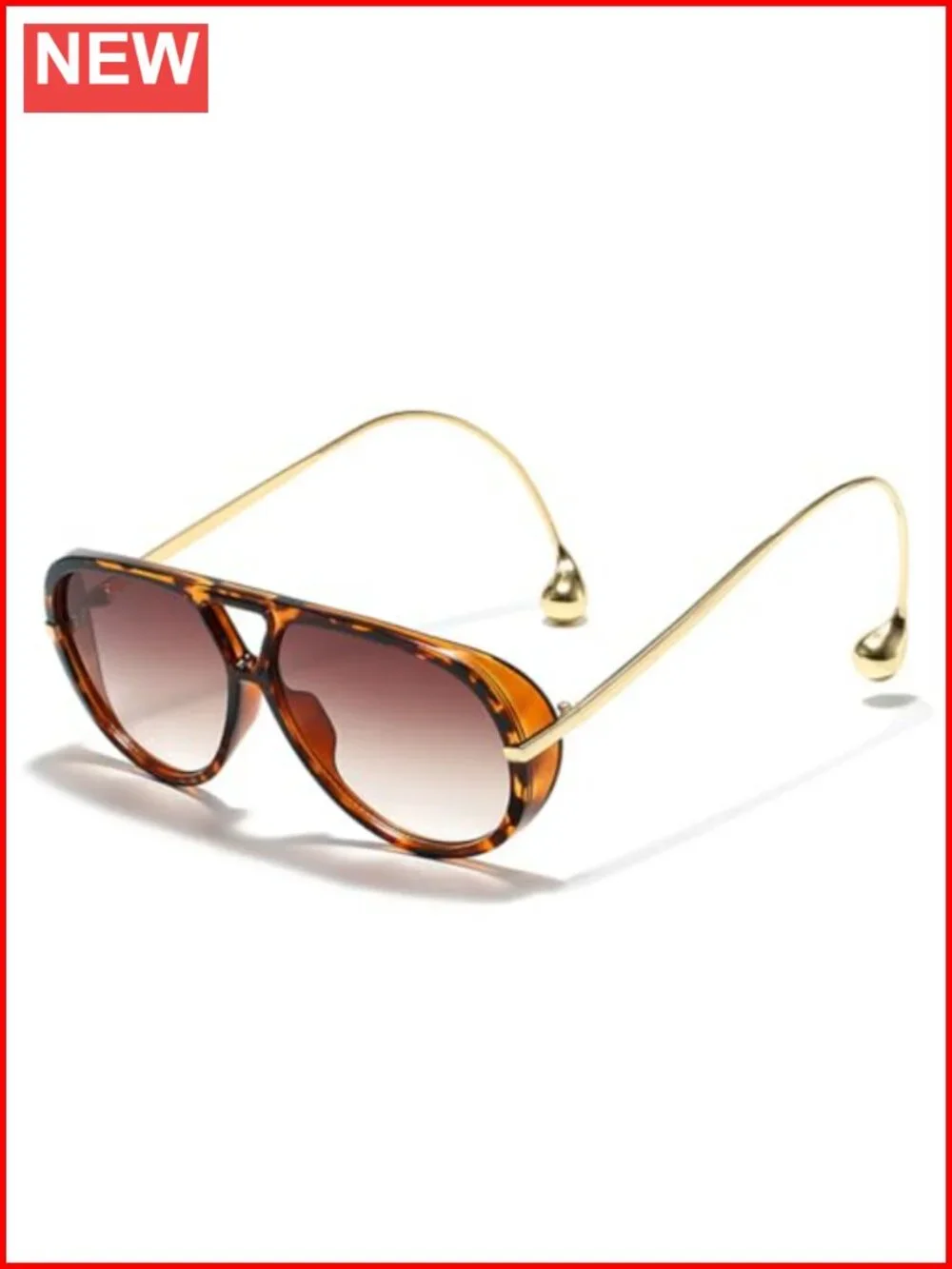 Oversized Retro Aviator Sunglasses UV400 Protection Double Bridge