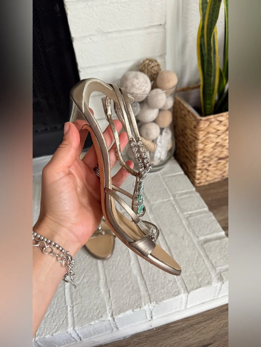 Giuseppe Zanotti Jewel Crystal Sandals Champagne Leather Heels EU 37