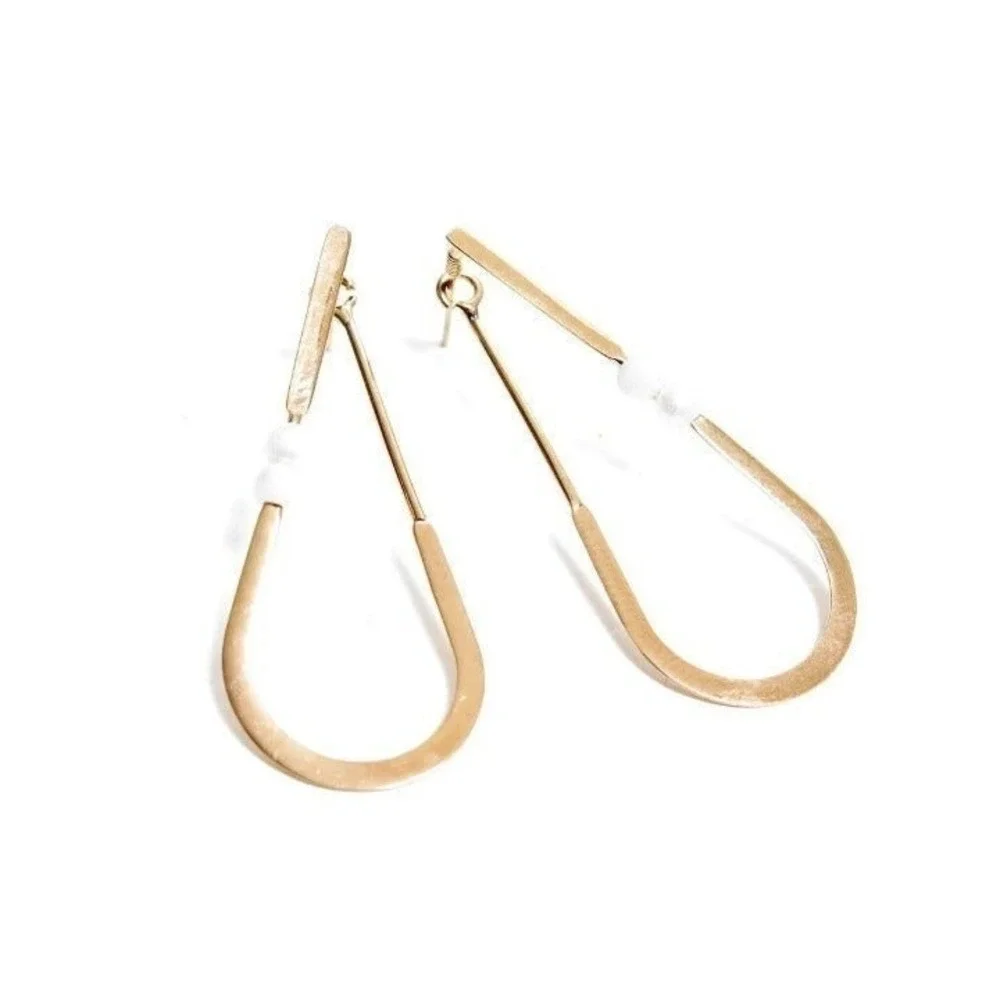 Vintage Long Gold Filled Tear Shaped‎ Earrings