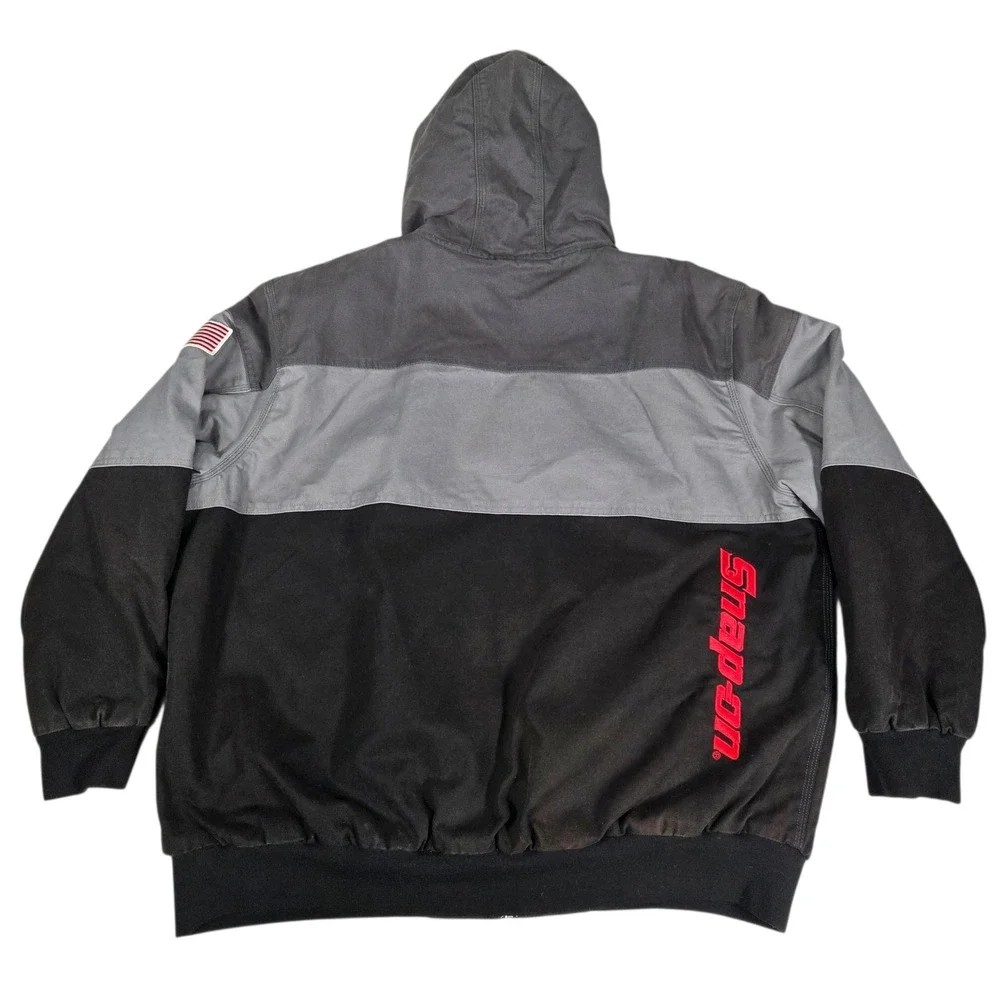 Snap-on Hooded‎ Work Jacket Mens 3XL Gray Black Canvas Quilted Mechanic Heavy