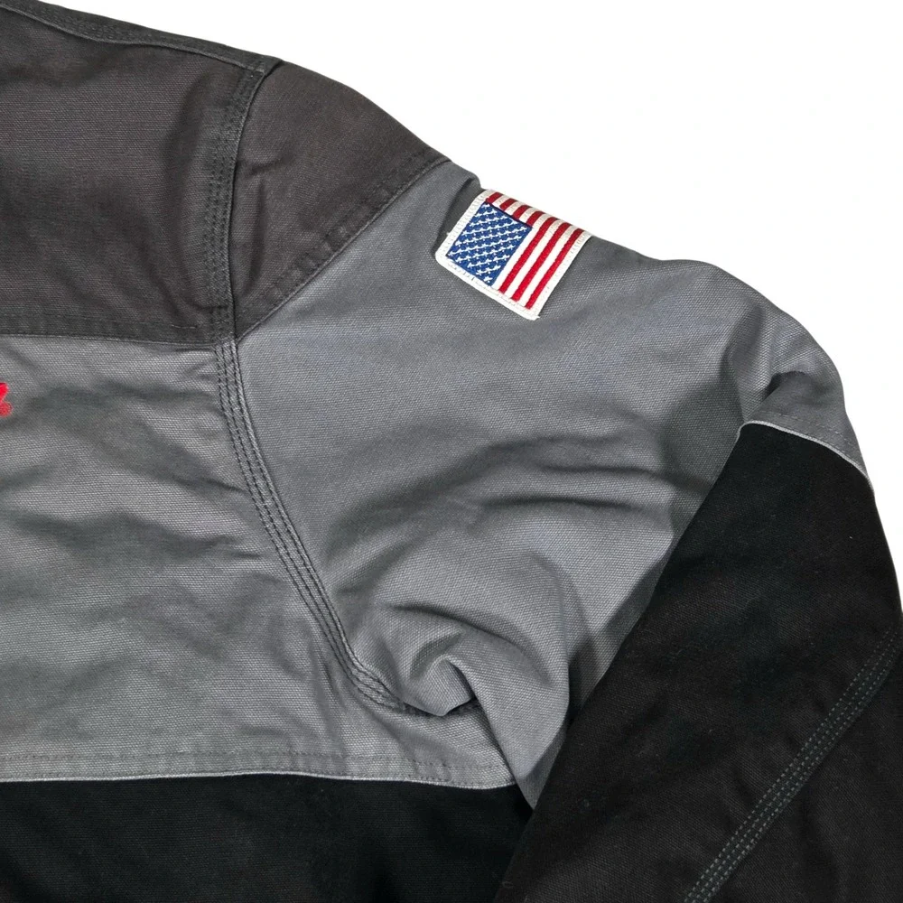 Snap-on Hooded‎ Work Jacket Mens 3XL Gray Black Canvas Quilted Mechanic Heavy