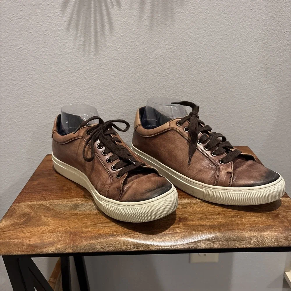 H.S.‎ Trask Brown Lace Up Distressed Leather Shoes Men's Size 10.5 Made in Italy