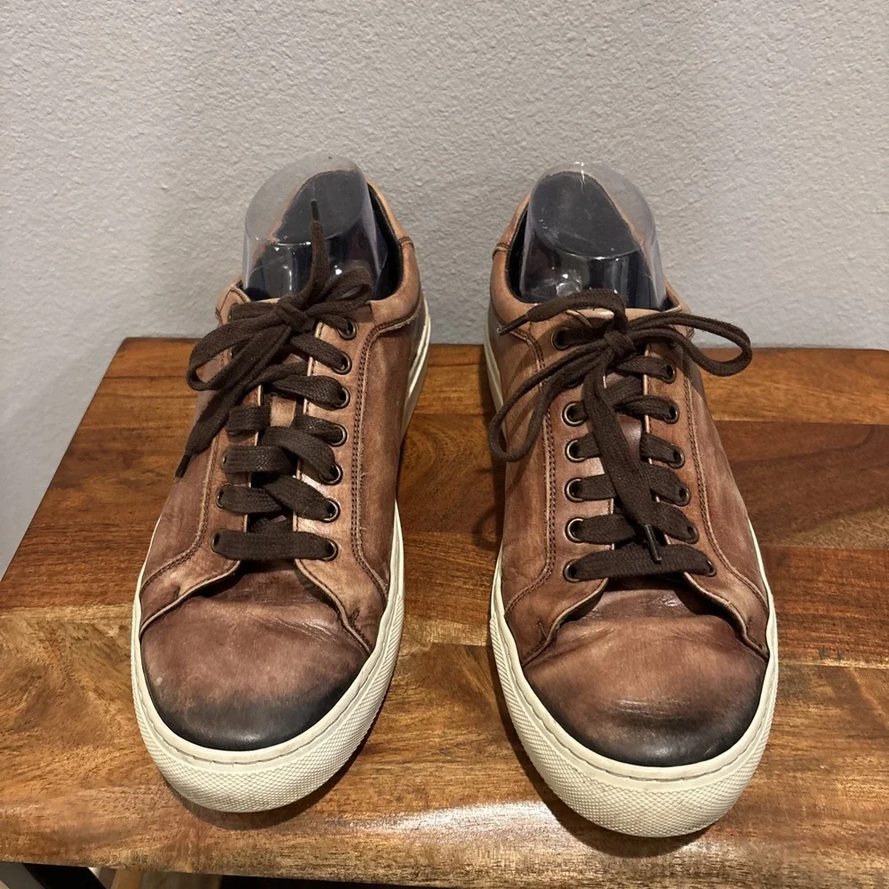 H.S.‎ Trask Brown Lace Up Distressed Leather Shoes Men's Size 10.5 Made in Italy