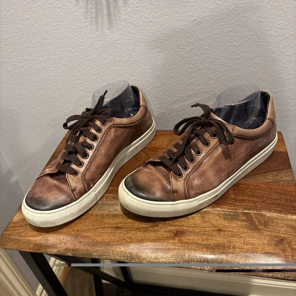 H.S.‎ Trask Brown Lace Up Distressed Leather Shoes Men's Size 10.5 Made in Italy