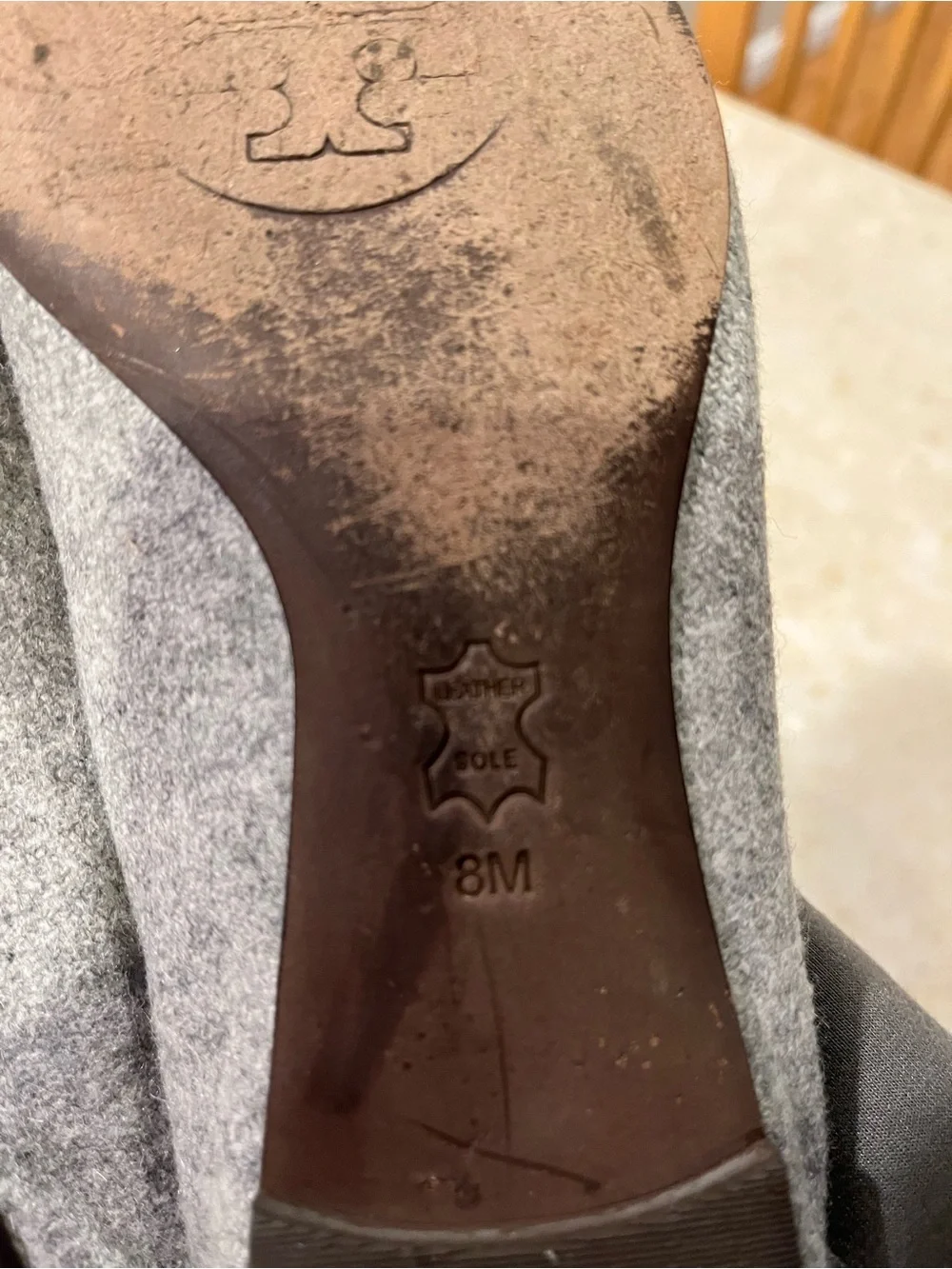 Tory Burch Light Gray Logo Ballet Flats