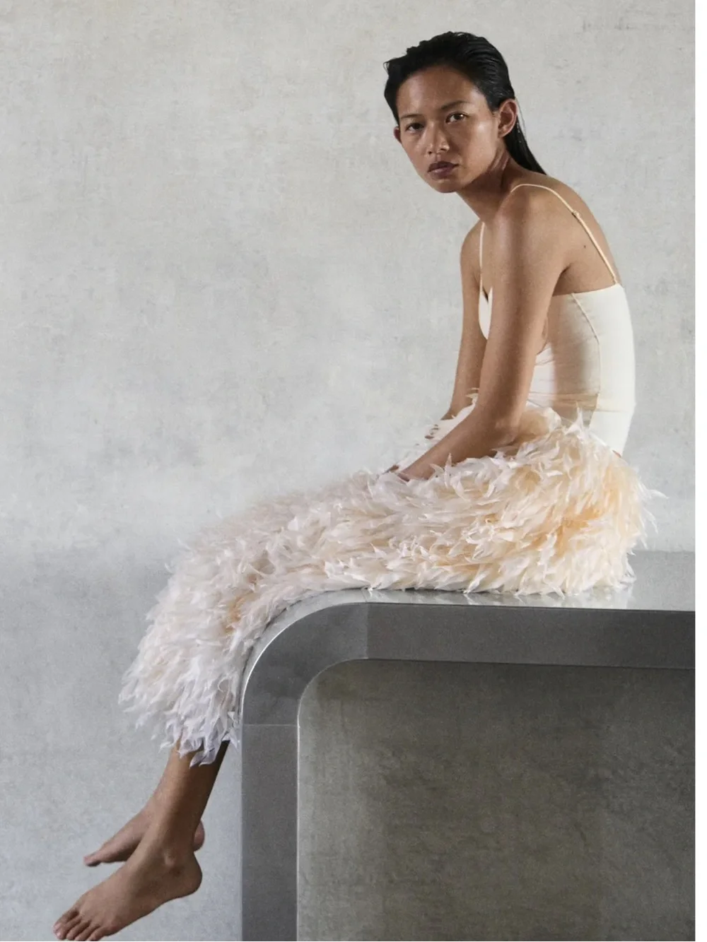 ZARA FEATHER SKIRT ZW COLLECTION LIMITED EDITION