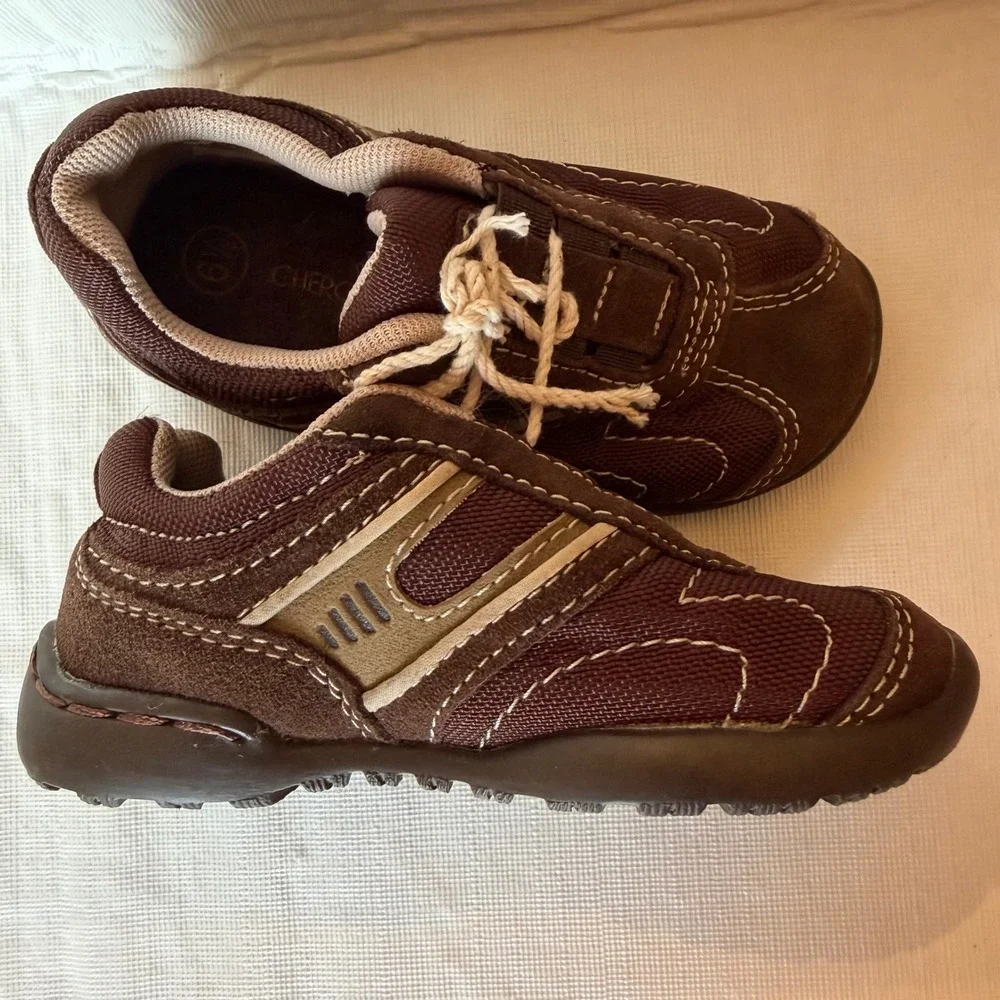 Cherokee Brown‎ Suede Mesh Boys Sneakers Shoes Size 6.5 Toddler