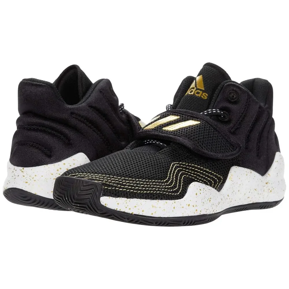 ADIDAS KIDS DEEP THREAT BASKETBALL CORE BLACK WHITE/GOLD METALLIC 3 LITTLE KID M