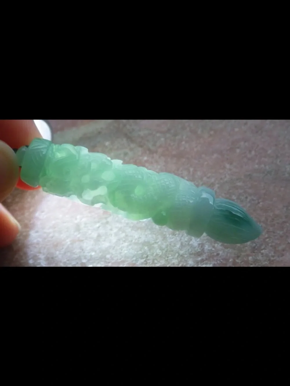 Hand-Carved Light Green Jade jadeite success Dragon pen Pendant certificate