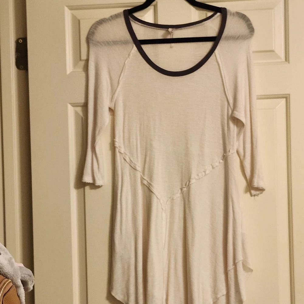 Free People white 3/4 sleeve Top M