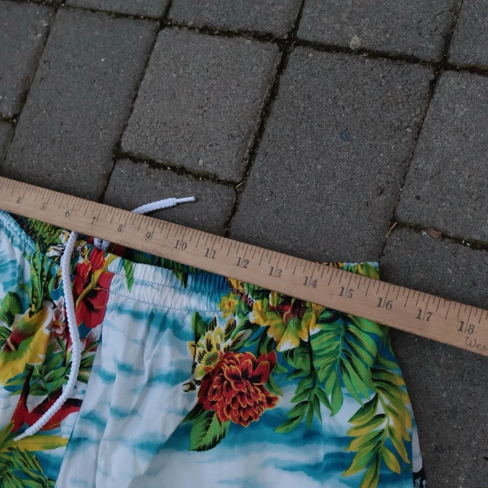 VTG Polo Sport Ralph Lauren Board Shorts Swim Mens Hawaiian All Over Print Sz XL
