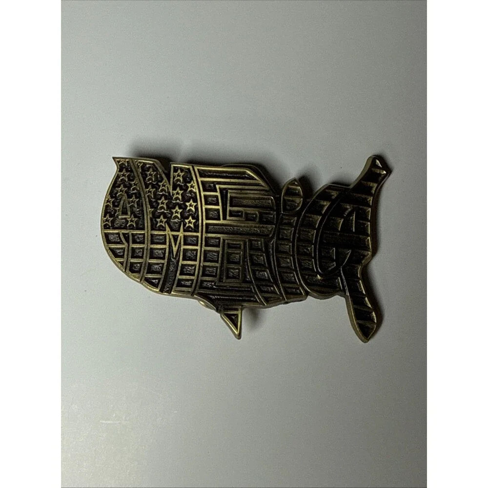 The Great American Buckle Co. BRASS 1992 AMERICA Belt Buckle MADE IN THE USA