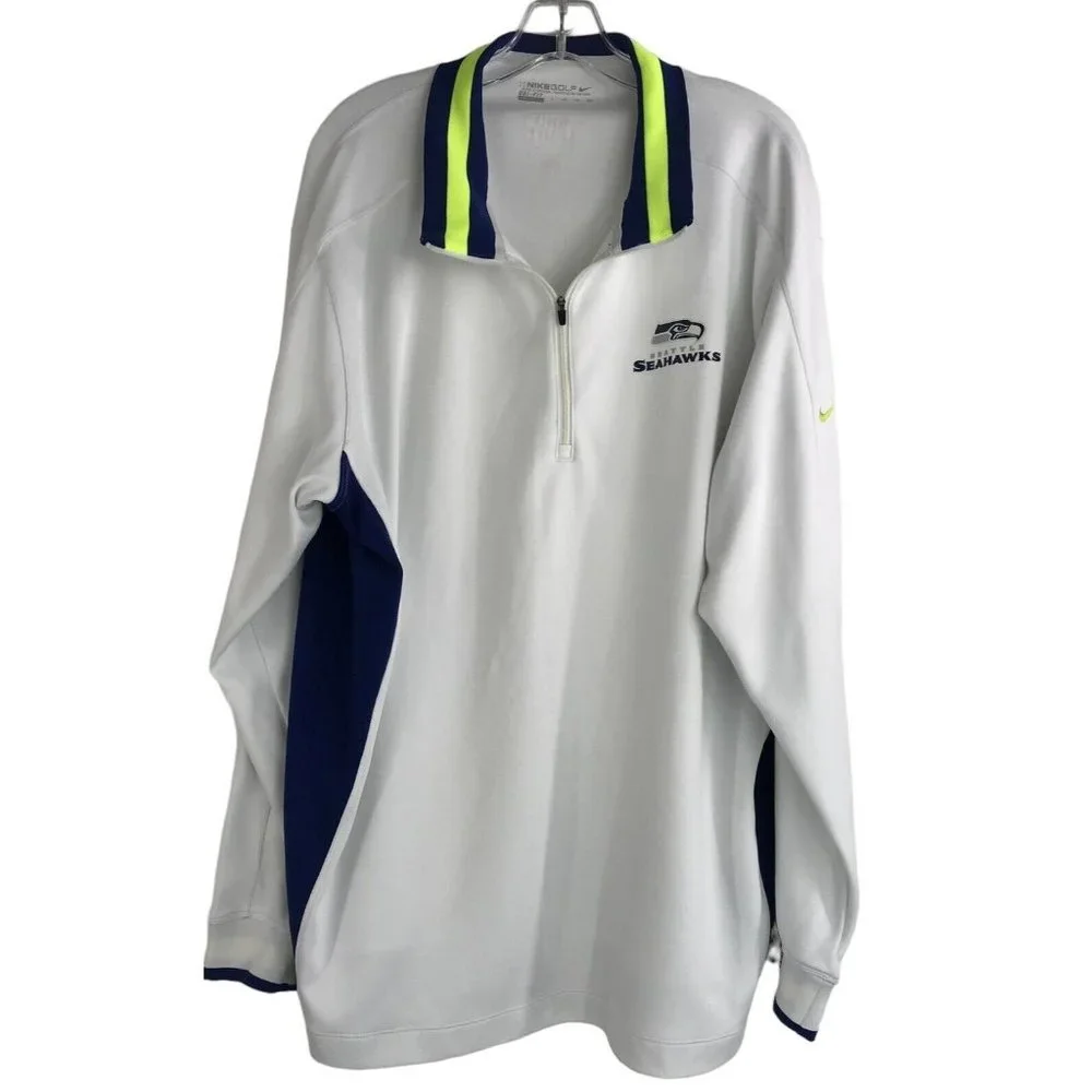 Nike Seattle Seahawks Pullover Mens Size‎ 2XL White Bud Light Golf Dri Fit