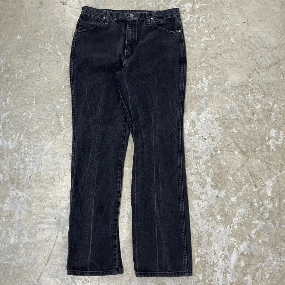 Vintage Wrangler Jeans 36x34 Black Pants 933 Silver Cowboy Western Fits 35x32‎