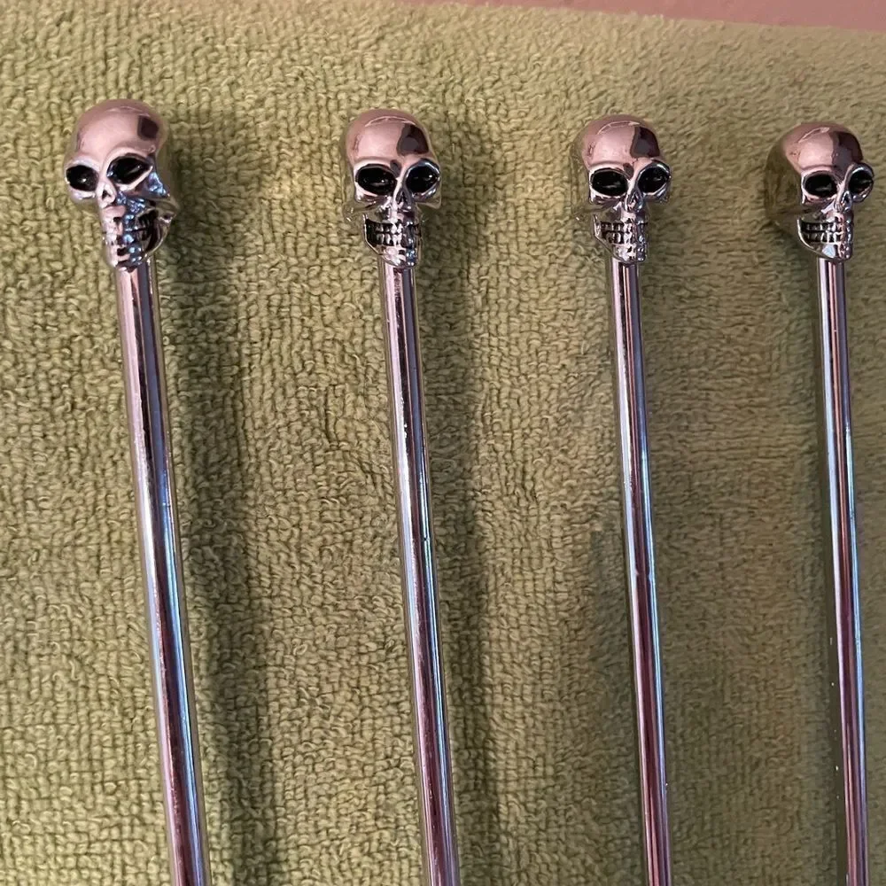 Pottery Barn Skull Bone Metal Stir Sticks set of 4