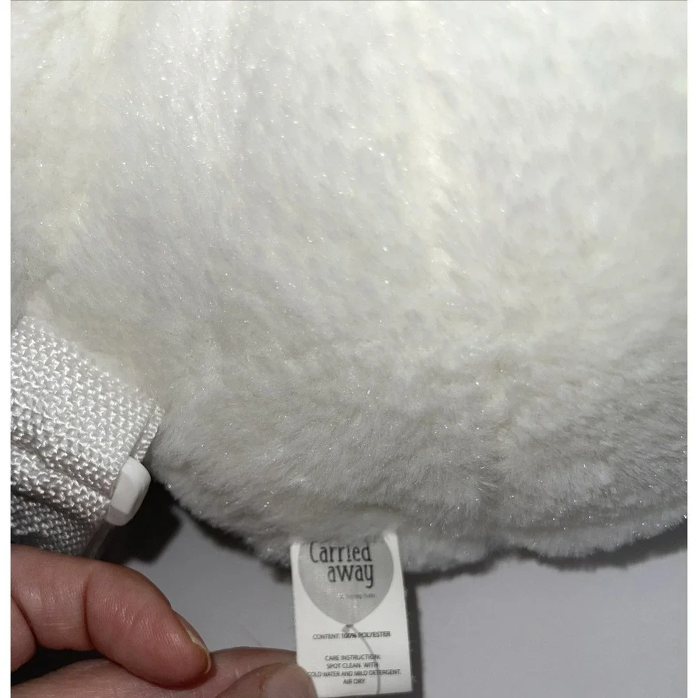 Plush White Bunny Rabbit Backpack Embroidered Face Mauve Pink Glitter Bow & Feet