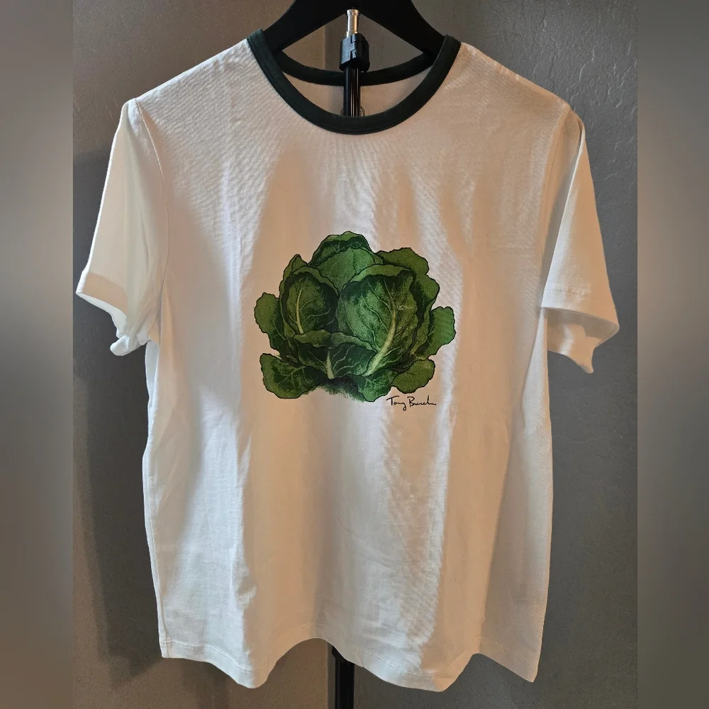 Tory Burch Lettuce Graphic Cotton T-Shirt  Size M –mNWOT