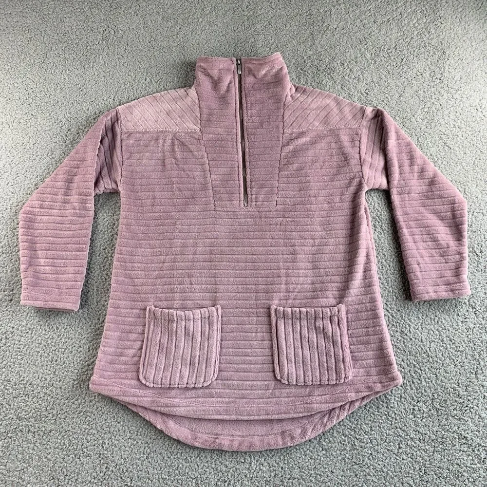 NEW Soft Surroundings Sweater Womens Medium Purple Fleece Over The Moon Pullover