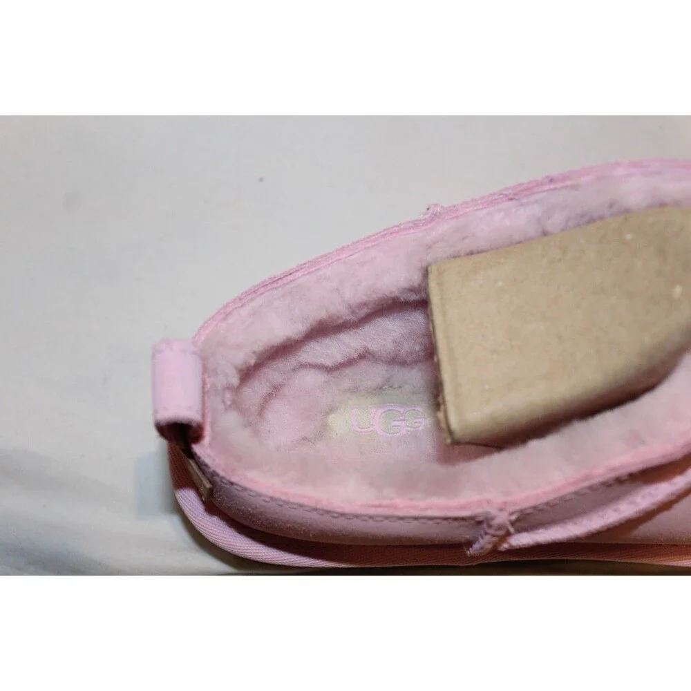 UGG MICRO MINI SUEDE SHEARLING LINED BOOTS PINK WOMEN'S 7.5-8 YOUTH 6