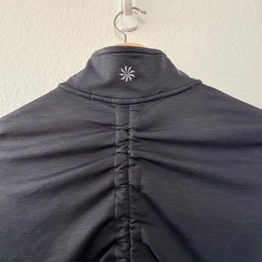 Athleta Jacket‎ Women's Medium Gray Love Full Zip Mock Neck Pockets Stretch