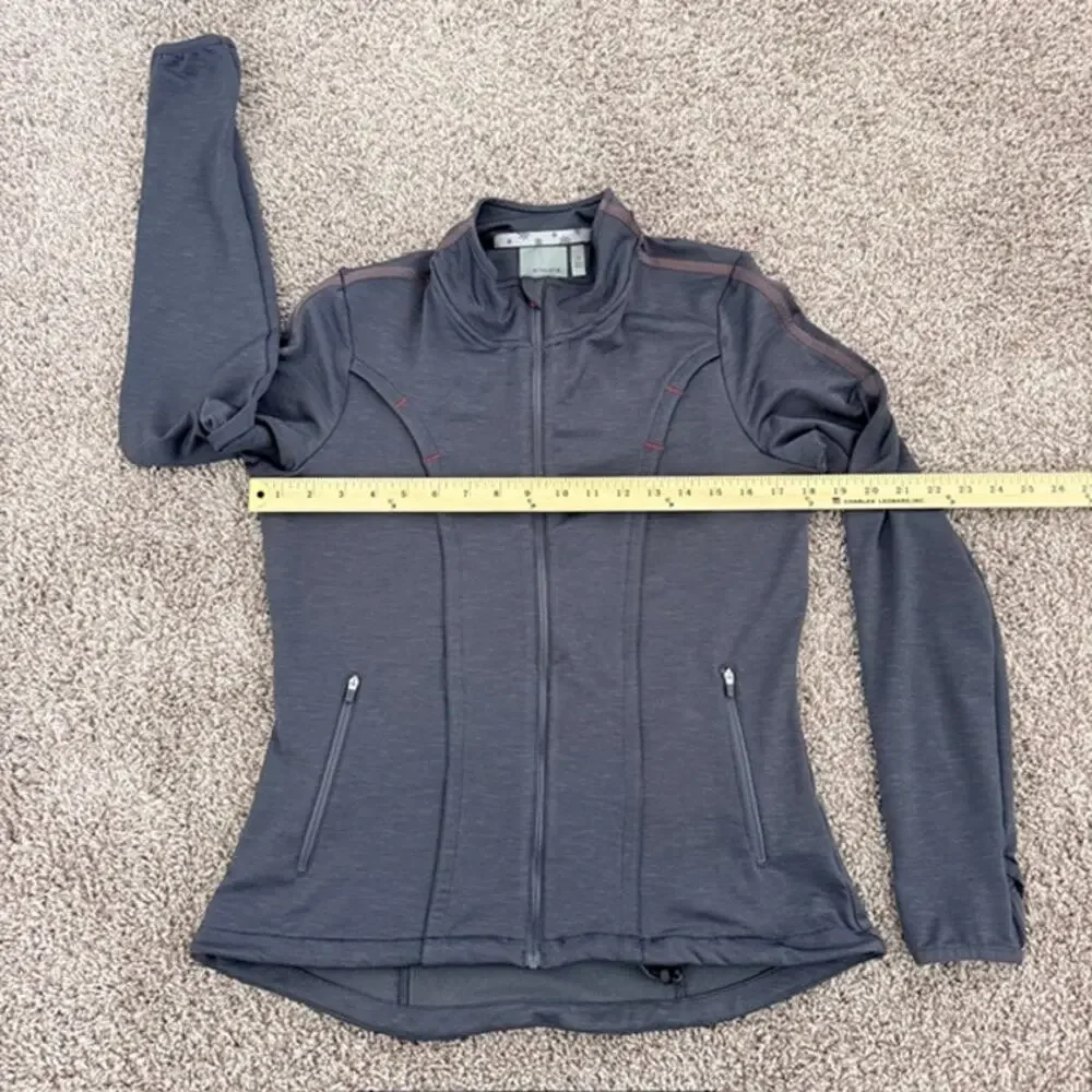 Athleta Jacket‎ Women's Medium Gray Love Full Zip Mock Neck Pockets Stretch